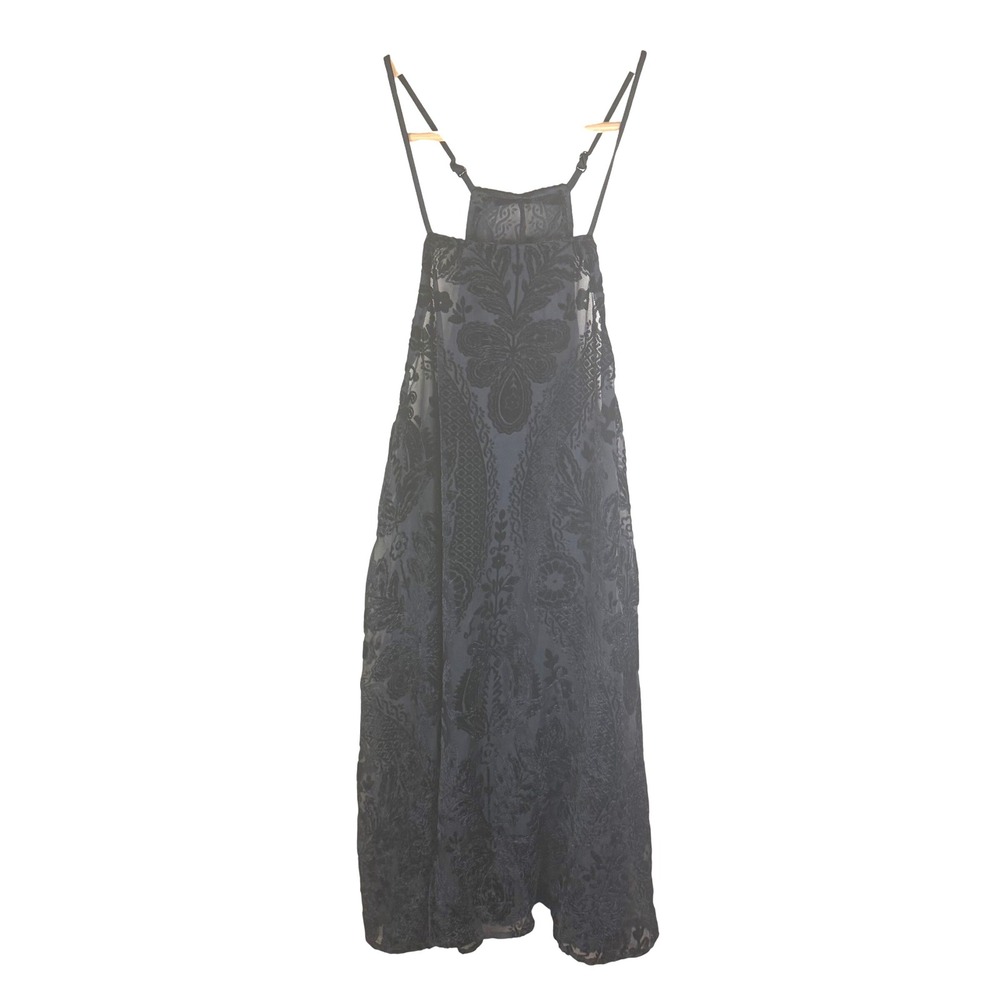 Black Burnout Velvet Floral Dress Halter Witchy WhimsiGoth Sirencore‎ Goth Boho
